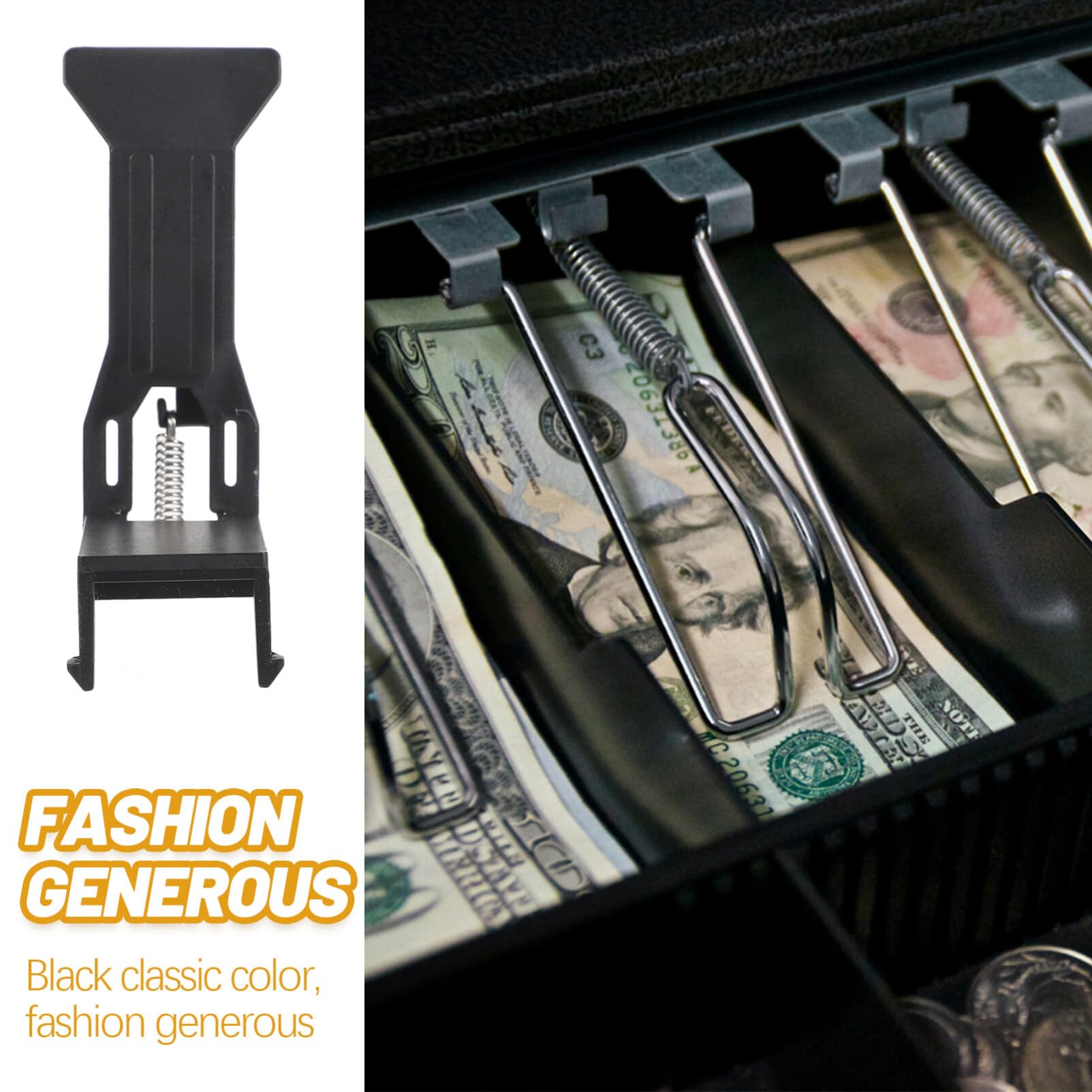 6 Pcs Money Tray Clips - Cash Register Drawer Organizer, Plastic Money Tray Insert Replacement for Retail Stores, Restaurants & Small Businesses - Perfect for Organizing Bills, Coins & Receipts
