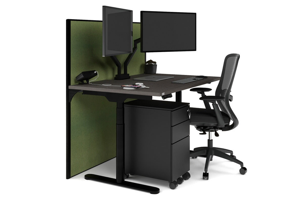 Flexi Premium Height Adjustable Single Workstation Desk - 1200L x 800W with Cable Management Scallop | Ergonomic Standing Desk for Home Office & Workspace