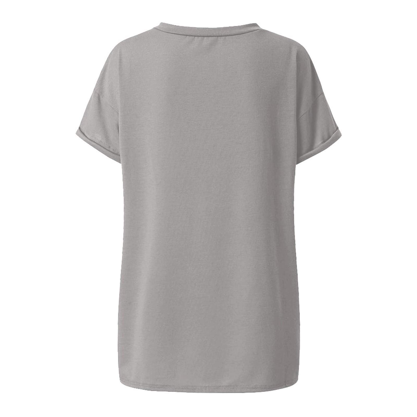 FMCHICO Women's Short Sleeve V-Neck T-Shirt - Loose Fit Casual Pocket Tee for Everyday Wear, Work & Weekend Outings