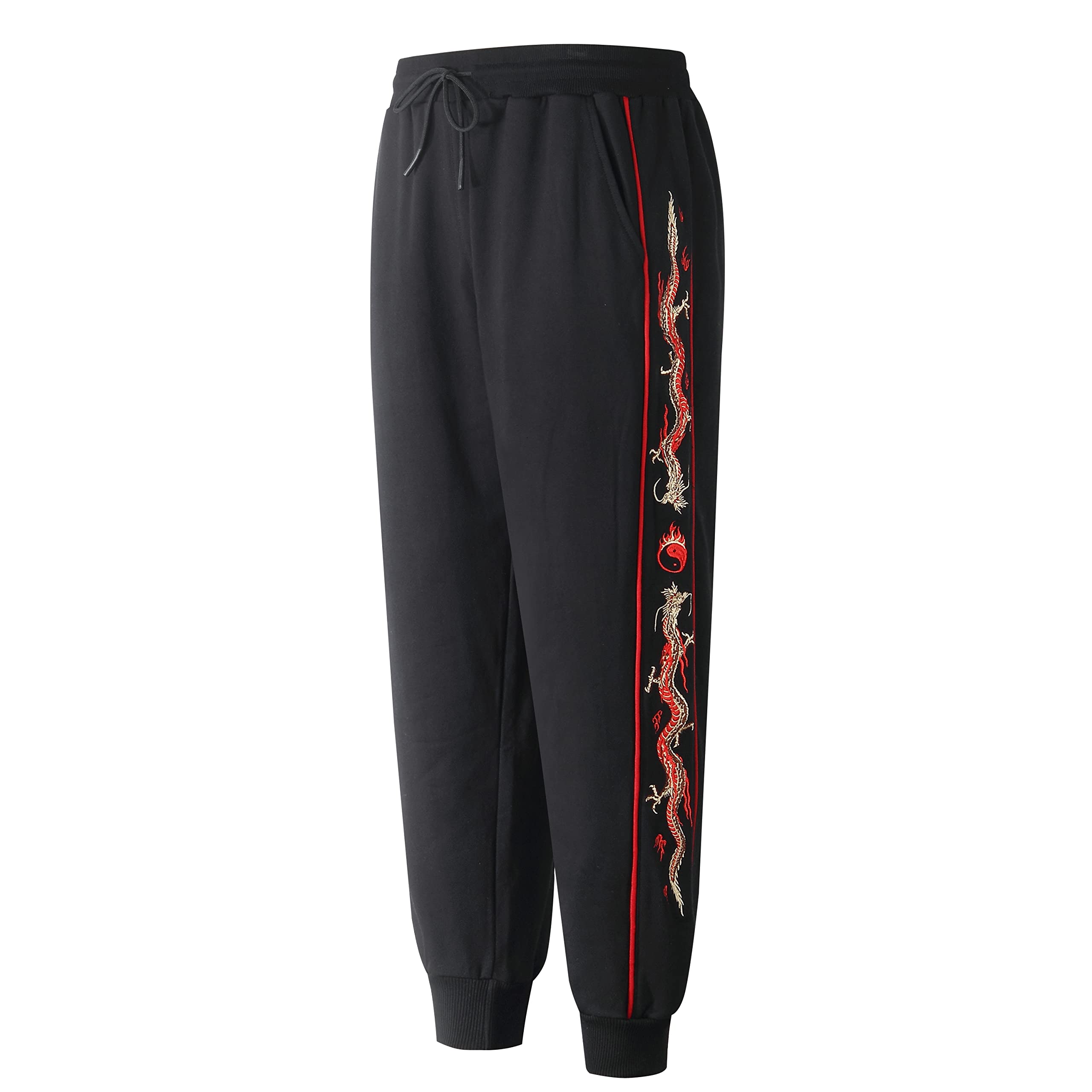Niepce Inc Men's Dragon Embroidered Hoodie and Jogger Pants Set - Streetwear Graphic Sweatsuit (Large) | Trendy Casual Outfit for Gym, Street Fashion & Lounge Wear