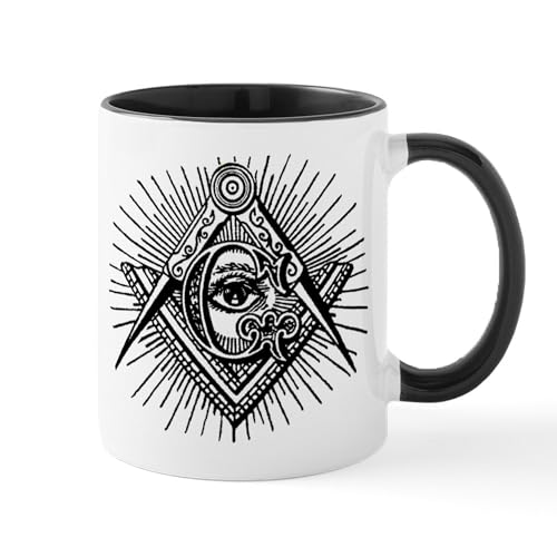 White/Black Inside - Masonic Eye Coffee Mug (Left Hand)