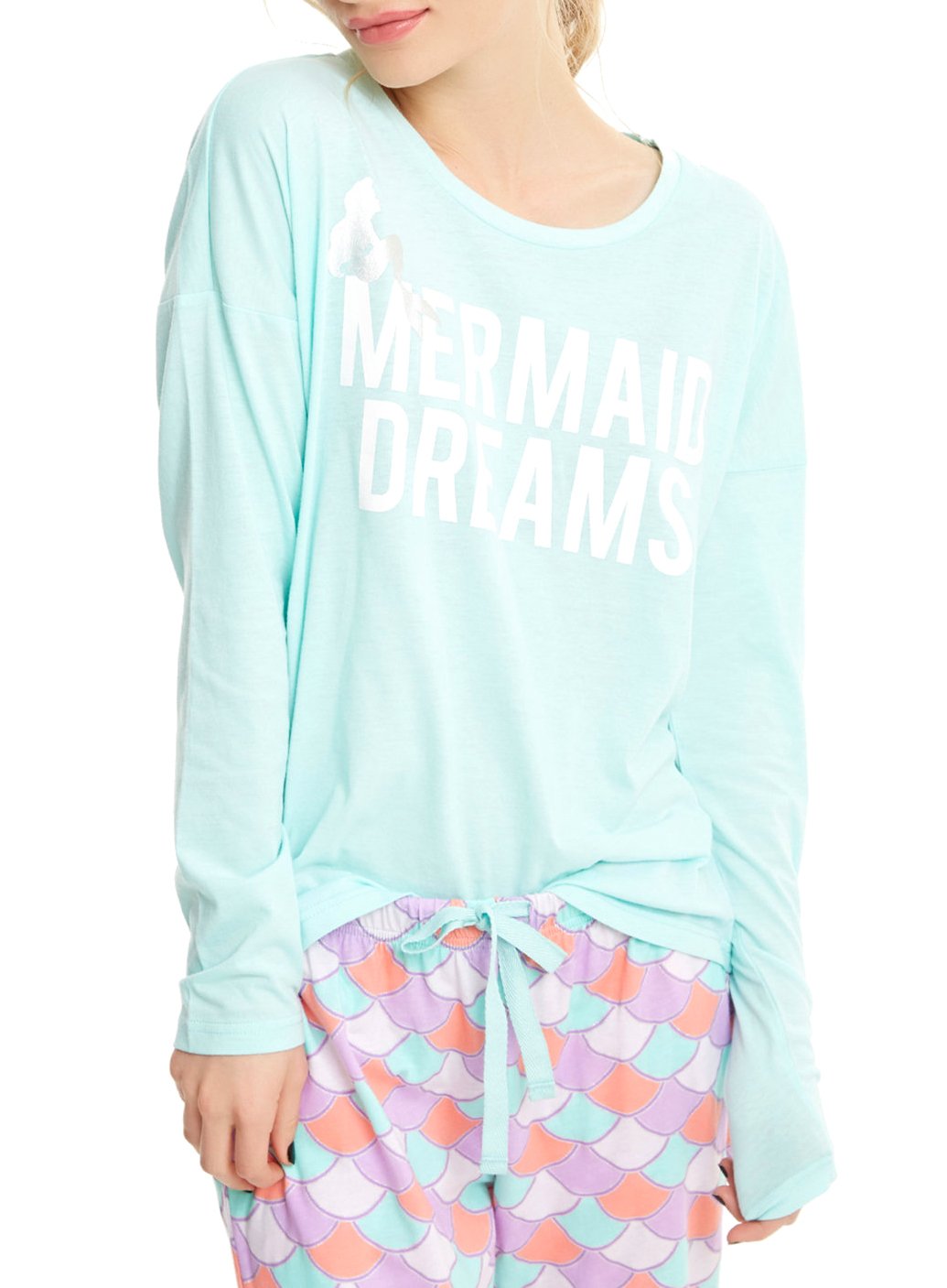 Disney The Little Mermaid Scales Junior Sleep Set - Cute Pajama Set for Girls, Soft & Comfortable Nightwear for Sleepovers, Movie Nights & Bedtime