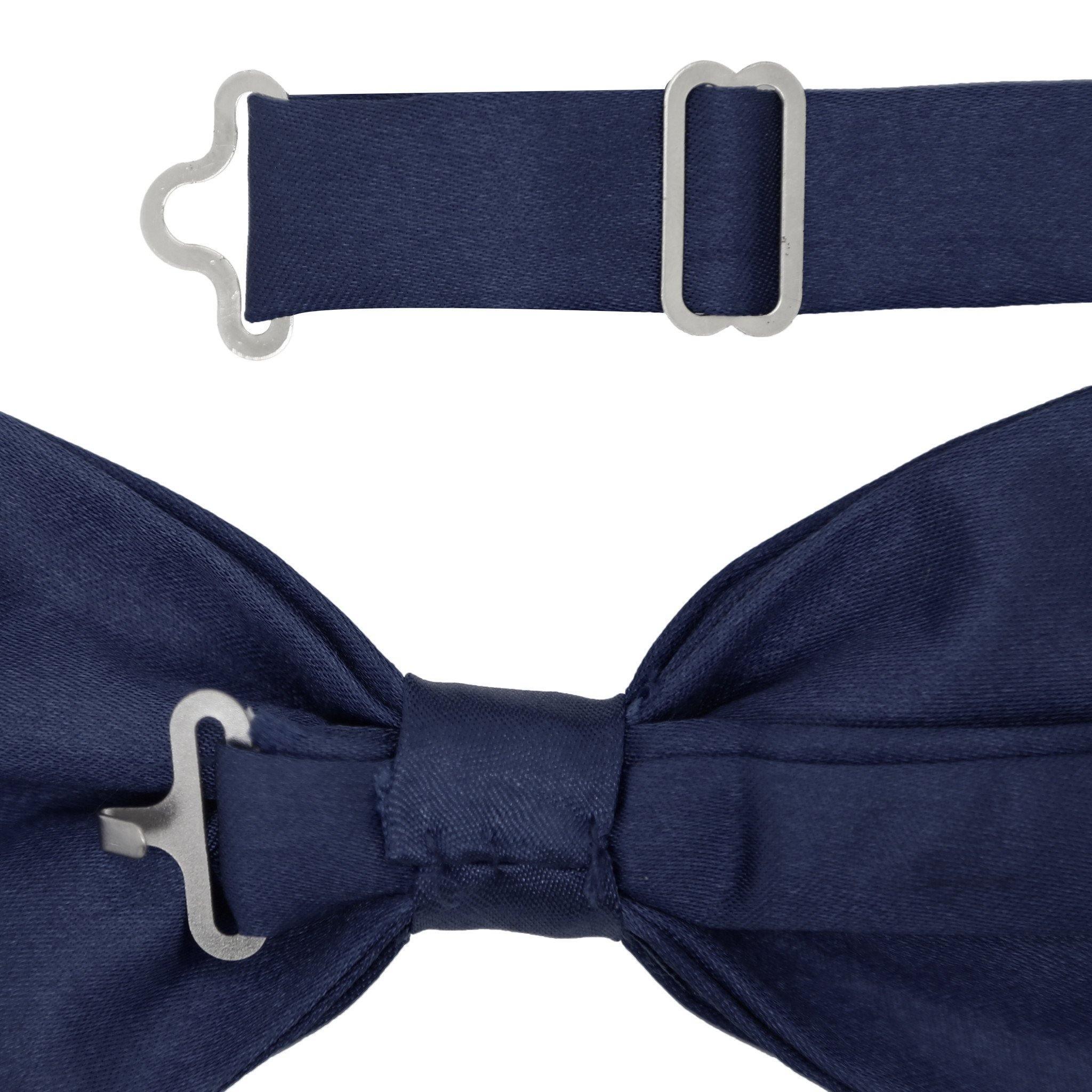 Elegant Navy Blue Satin Adjustable Bow Tie for Men - Perfect for Weddings, Prom, Formal Events & Special Occasions