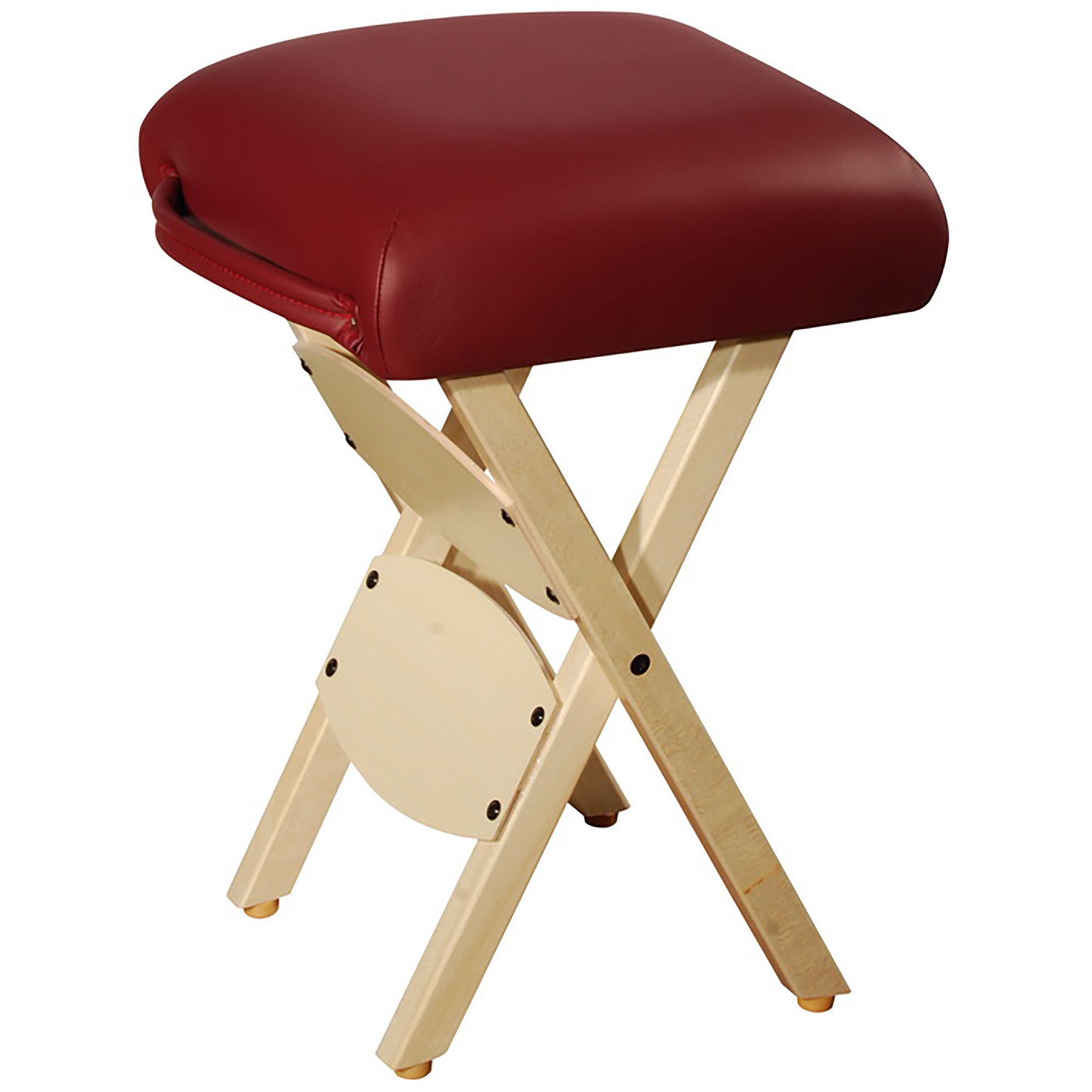Portable Folding Massage Stool - Lightweight Wooden Foldable Tattoo Stool for Home & Spa, Burgundy - Perfect for Massage Therapists, Tattoo Artists & Relaxation at Home