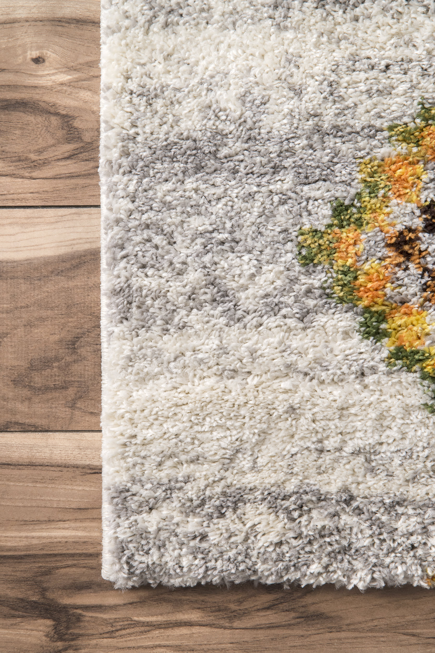 Aztec Diamonds Shag Rug - Soft Fluffy Grey Area Rug for Living Room, Bedroom & Nursery | Boho Chic Home Decor