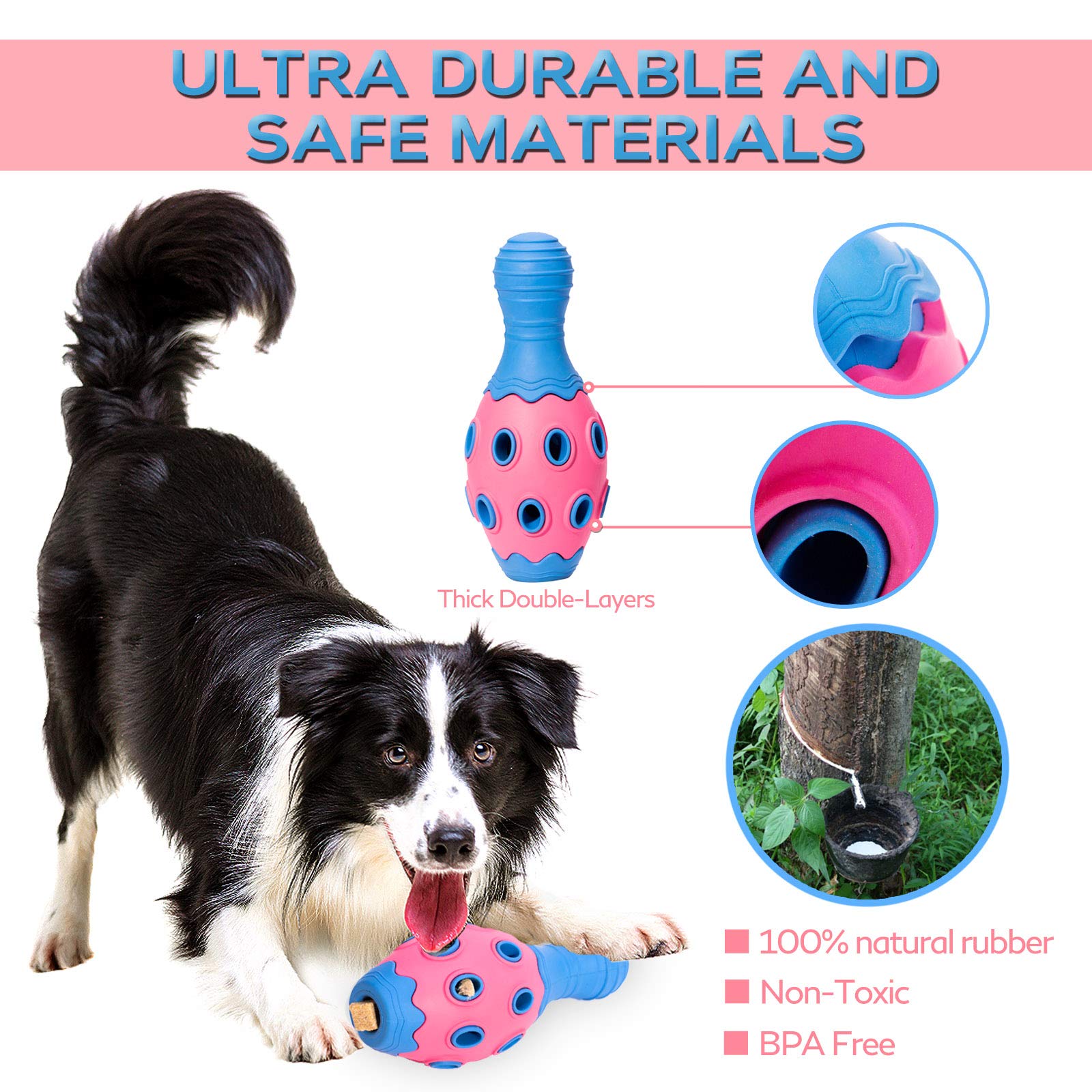 Durable Dog Chew Toys for Aggressive Chewers - Large & Small Breed Tough Chew Toys with Treat Dispenser, Interactive Puzzle & Squeaky Toy for Anxiety Relief & Teething | Perfect for Playtime, Training & Mental Stimulation