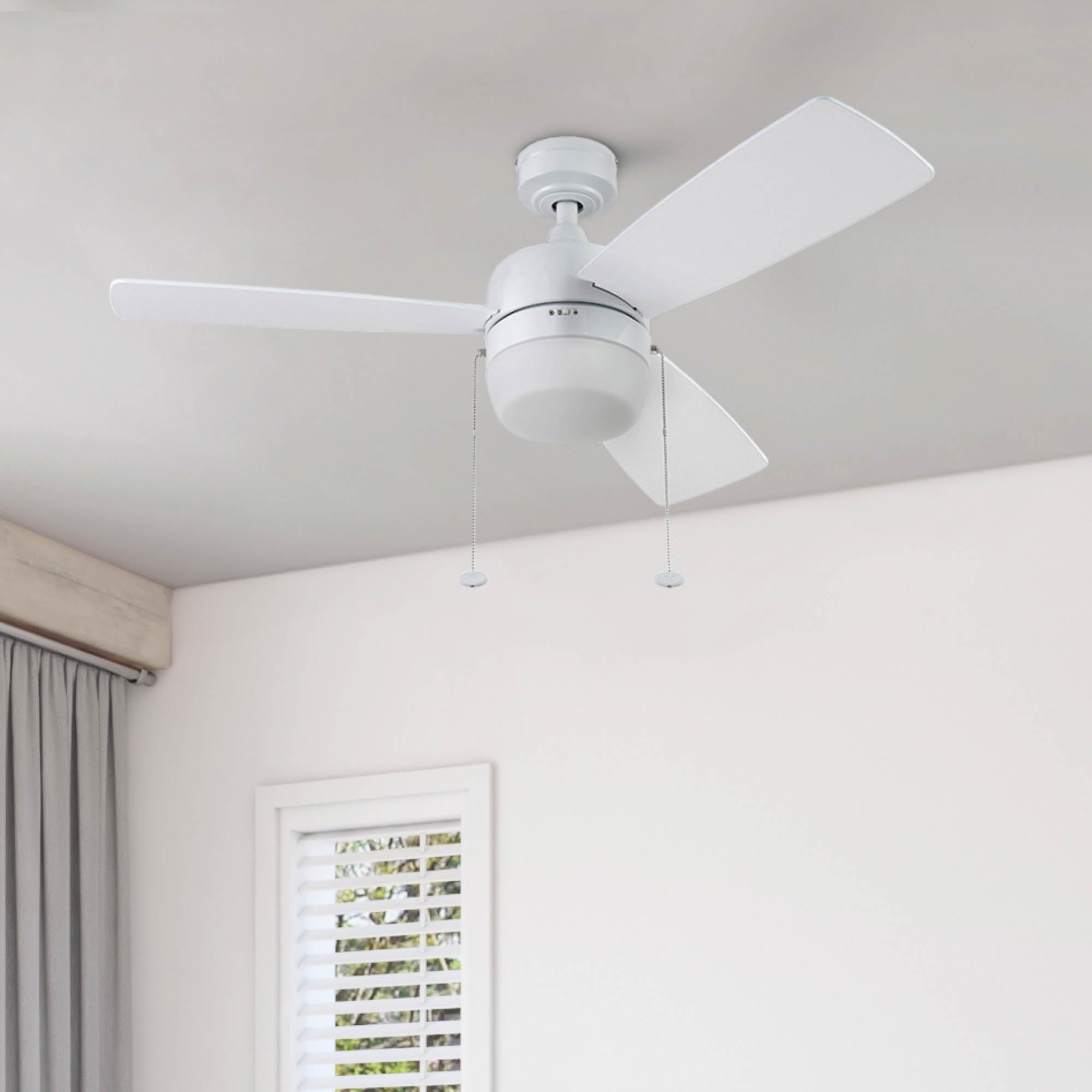 Honeywell Barcadero 44 Inch Modern Ceiling Fan with LED Light - 3 Blades, White Maple & White Finish Options - Bright White (51475-01) - Perfect for Living Room, Bedroom, and Indoor Spaces