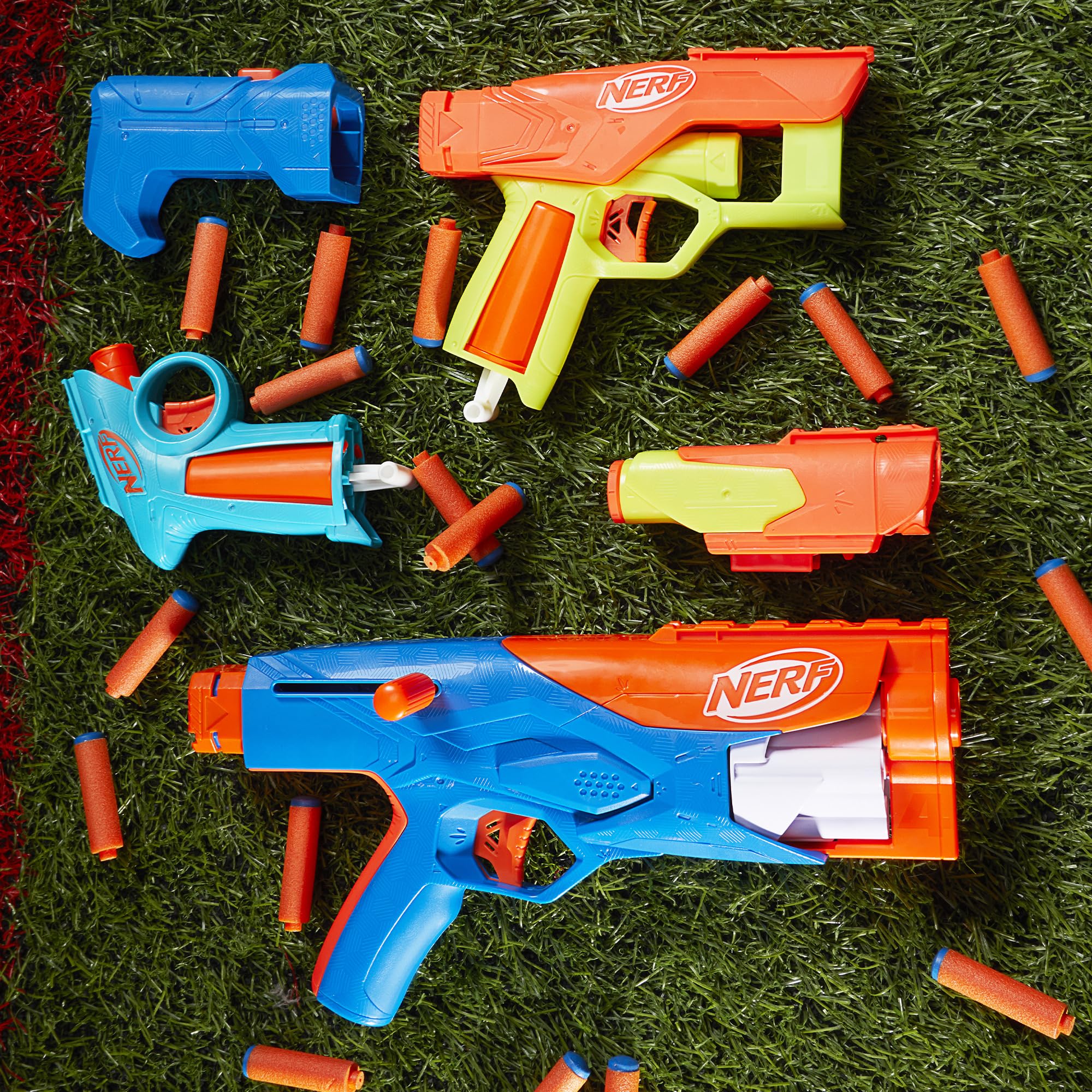 NERF N Series Gear Up Pack - 3X Blasters with 18 N1 Darts | Compatible with N Series Blasters Only | Perfect Gift for Kids Ages 8+ | Outdoor & Backyard Games | Birthday Party & Team Play Fun