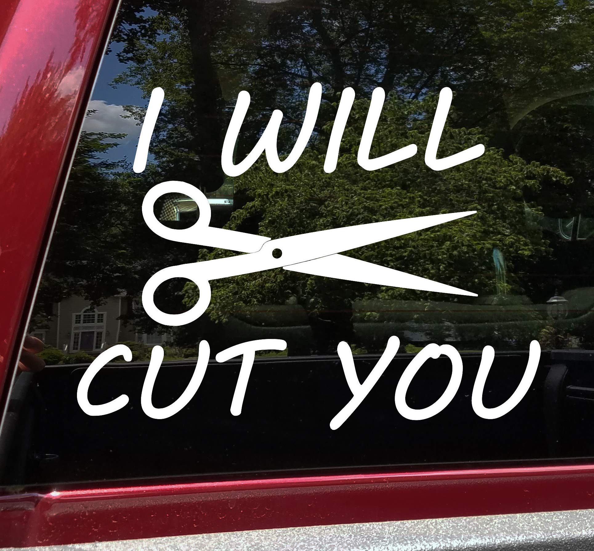 Professional Hairdresser Scissors Vinyl Decal - 'I Will Cut You' Salon Sticker - 5