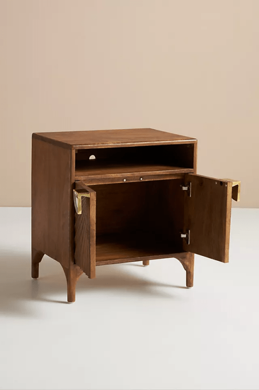 Hand Carved Wooden Nightstand - Solid Wood Bedside Table with Unique Daybreak Design | Perfect for Bedroom, Guest Room, or Nursery Decor