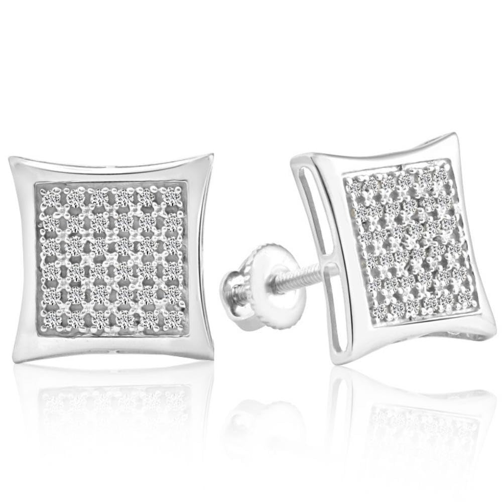 1/3 Carat Natural Diamond Pave Square Framed Women's Earrings in 14K White or Yellow Gold - Perfect for Weddings, Anniversaries & Special Occasions