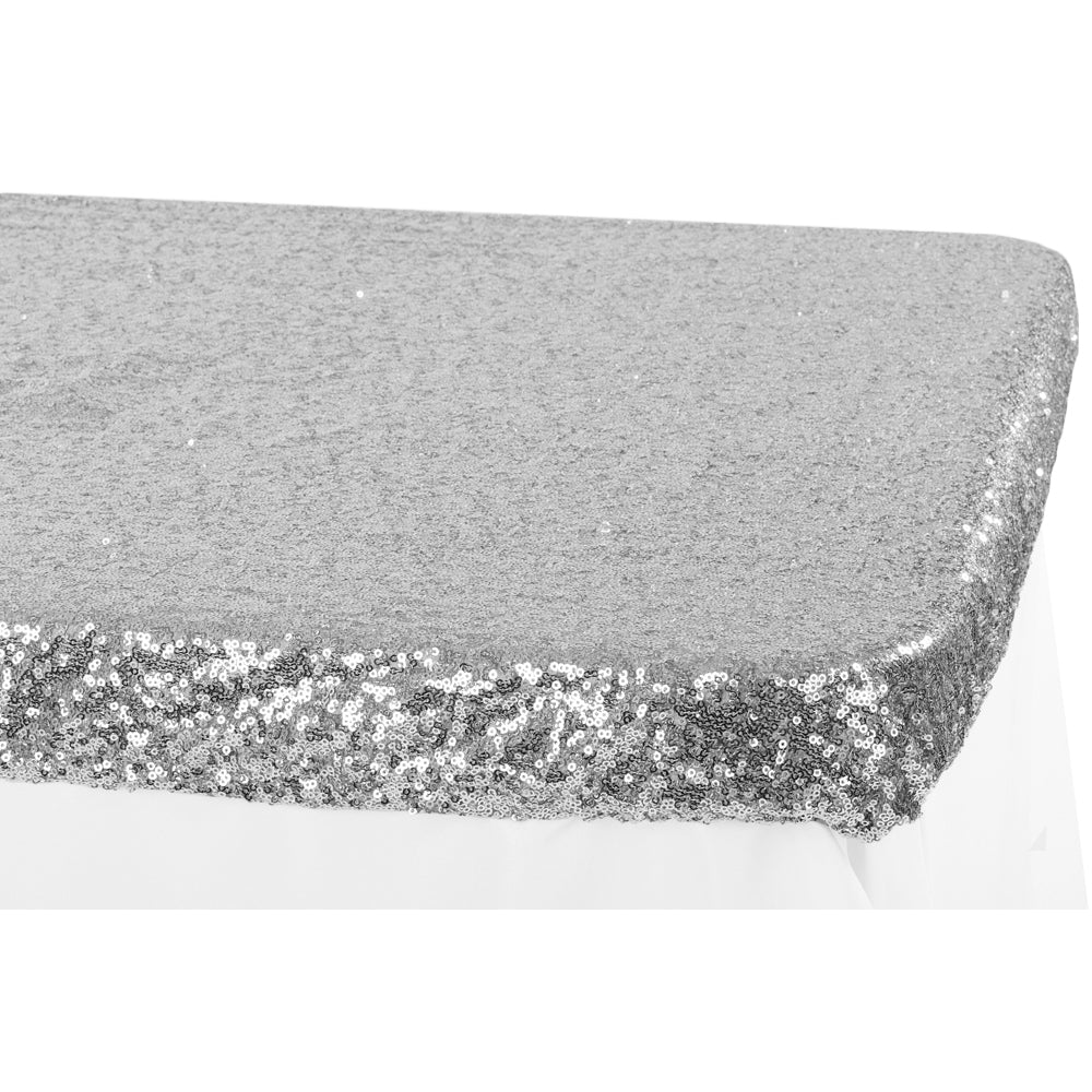 Glitz Sequin Table Runner 6 FT Rectangular Silver - Elegant Party Decor for Weddings, Birthdays, and Special Events