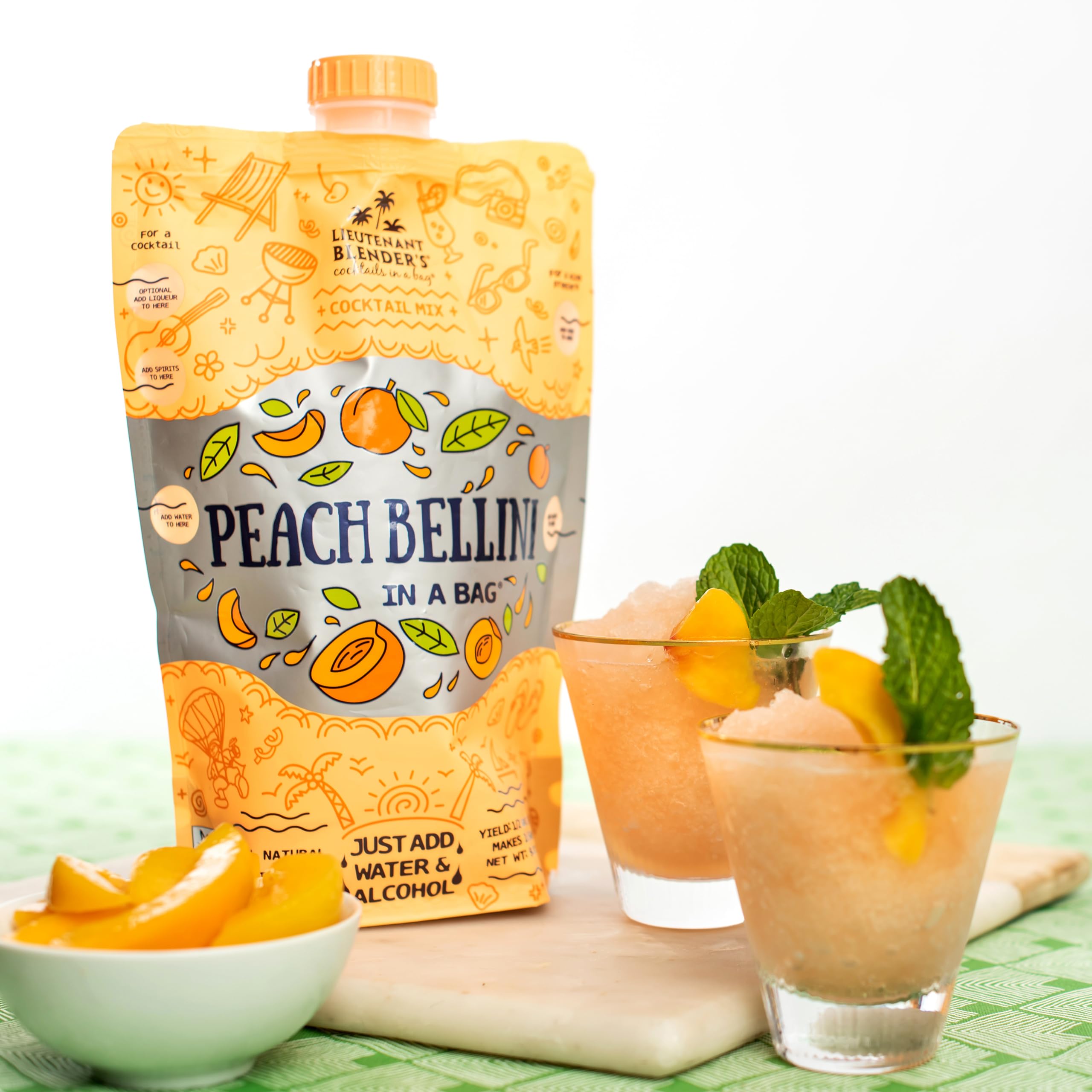 Premium Peach Bellini Wine Slushie Mix - Non-GMO Freezer Cocktail Mix (Pack of 3) - Makes 1/2 Gallon per Bag - Perfect for Pool Parties, Girls' Night & Summer Gatherings