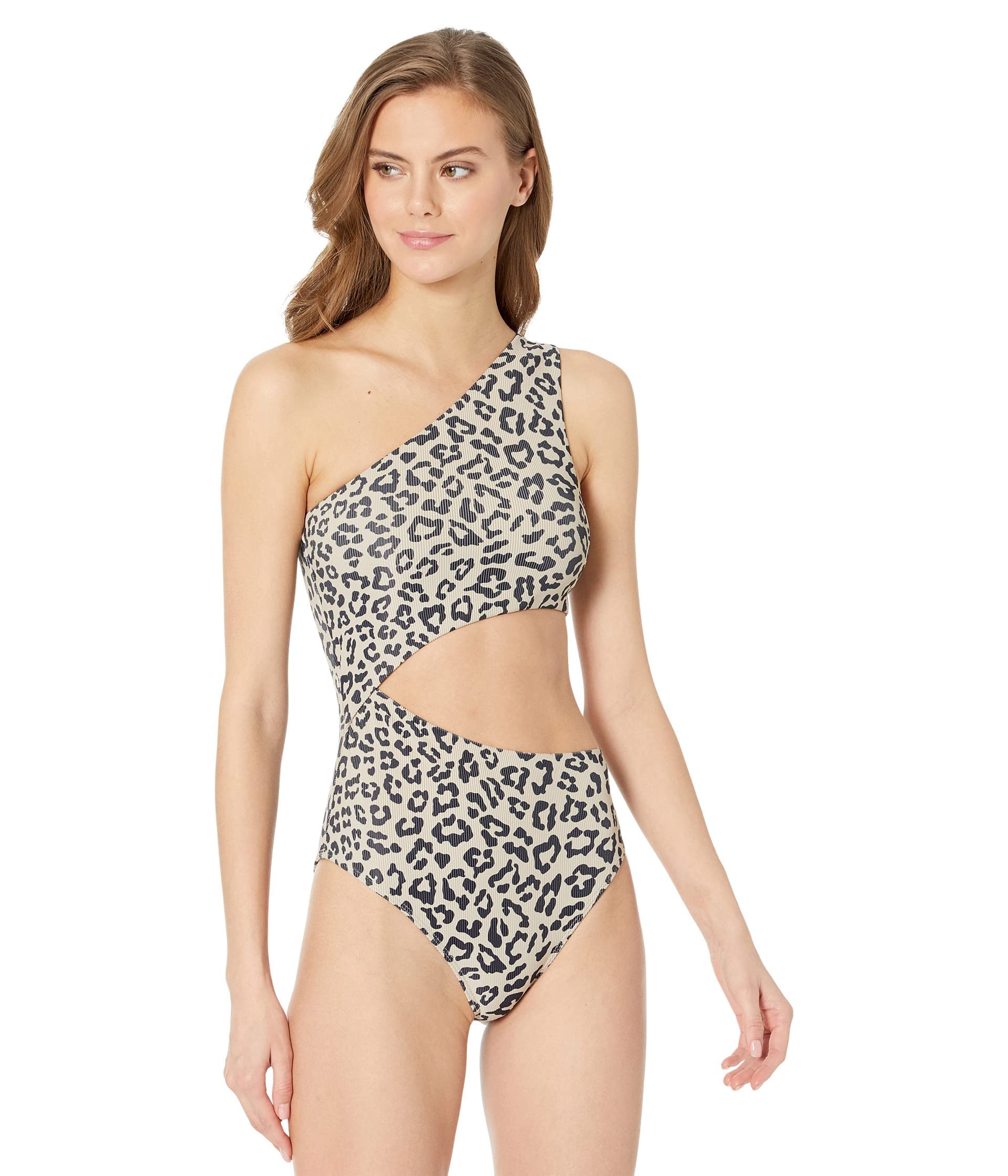 Beach Riot Celine One-Piece Swimsuit - Taupe Core Leopard Print - Medium Size | Perfect for Pool Parties, Beach Vacations & Summer Getaways