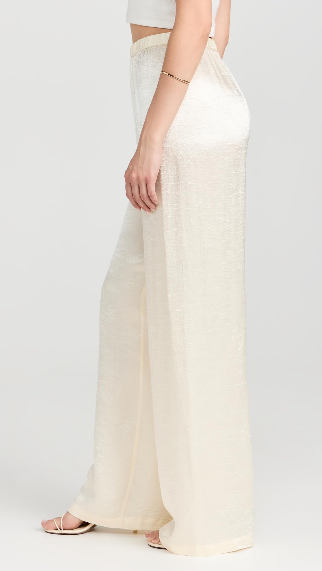 Enza Costa Women's Textured Satin Pants - Comfortable High-Waist Lounge Pants for Yoga, Travel & Home Relaxation
