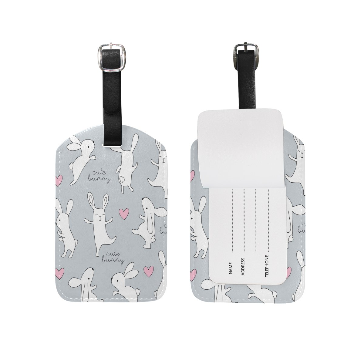 Cute Bunny Rabbit Love Heart Luggage Tags - Travel Bag Tag for Suitcases (1 Piece) - Perfect for Travel, Vacation & Suitcase Identification