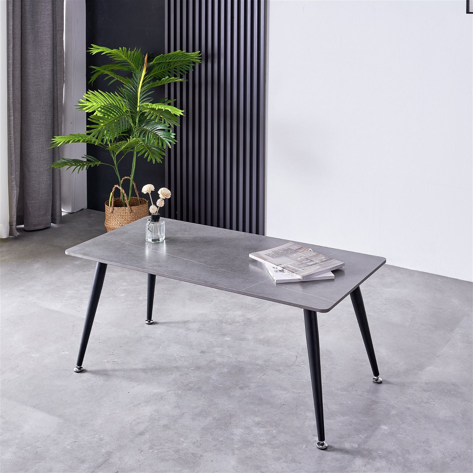 Criterionâ¢ Modern Grey Sintered Stone Coffee Table with Sturdy Metal Legs - Perfect for Living Room, Lounge & Office Decor