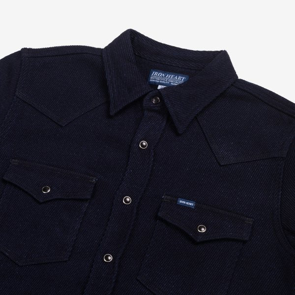 Iron Heart IHSH-208 Kersey Western Shirt in Indigo - Durable Denim Workwear for Cowboy Style & Outdoor Adventures