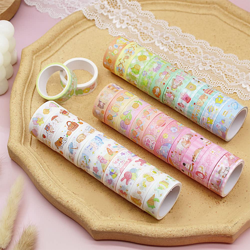 MAFELOE 60 Rolls Washi Tape Set - 2 Meters Long Decorative Adhesive Tape for Scrapbooking, Journaling, Bullet Journals, DIY Crafts & Home Decor - Cute Pink Box Design