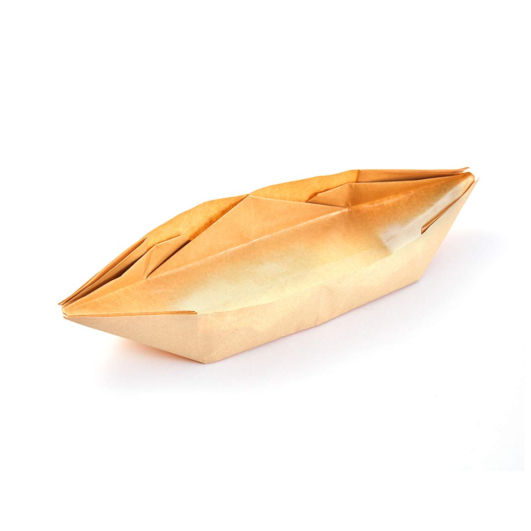 Restaurantware 13.5 Inch Disposable Kraft Paper Food Boats - 100 Pack Greaseproof Foldable Food Trays for Parties, Finger Foods & Catering | Eco-Friendly Origami Design for Snacks, Appetizers & Events