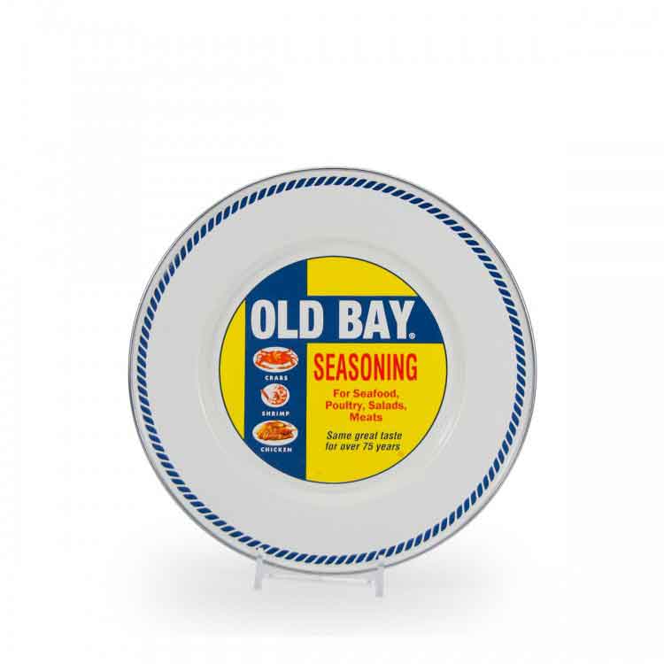 Old Bay Seasoning Enamelware Plates - Set of 4 (8.5 Inch) - Durable Sandwich & Salad Plates for Picnics, Camping & Outdoor Dining