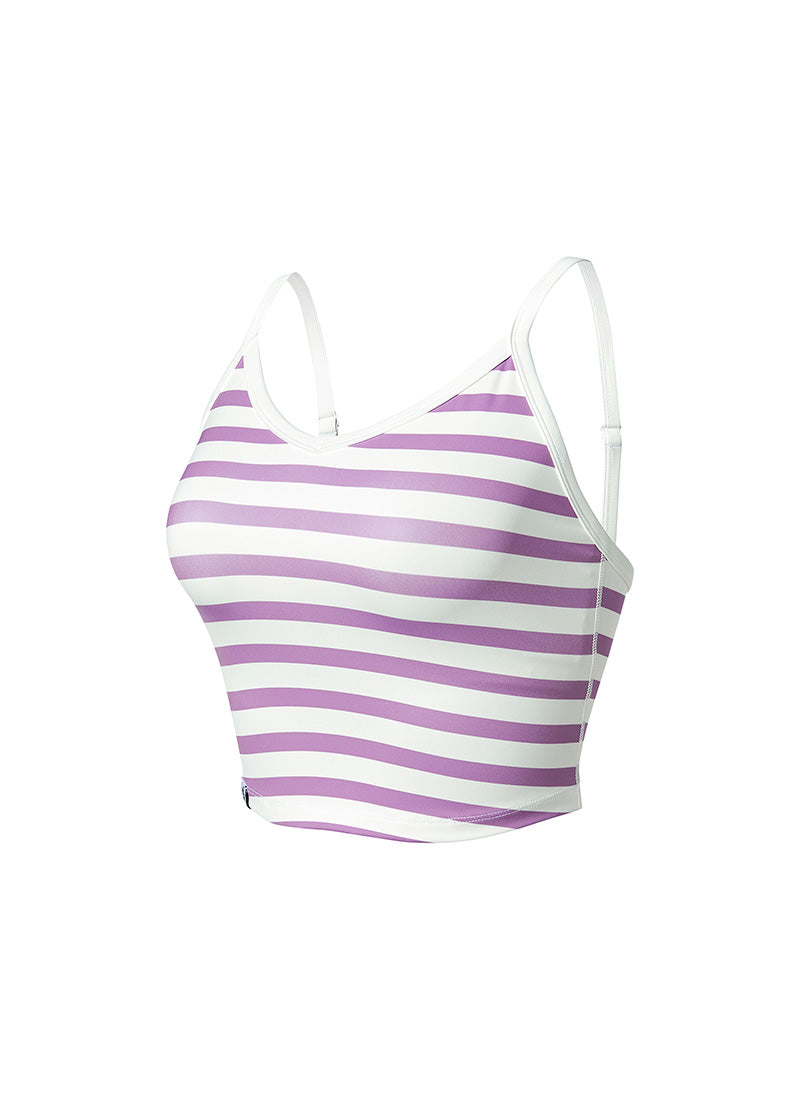 Summer Glow Striped Crop Top for Women - Trendy Sleeveless Fashion Tee for Beach, Music Festivals & Casual Outings