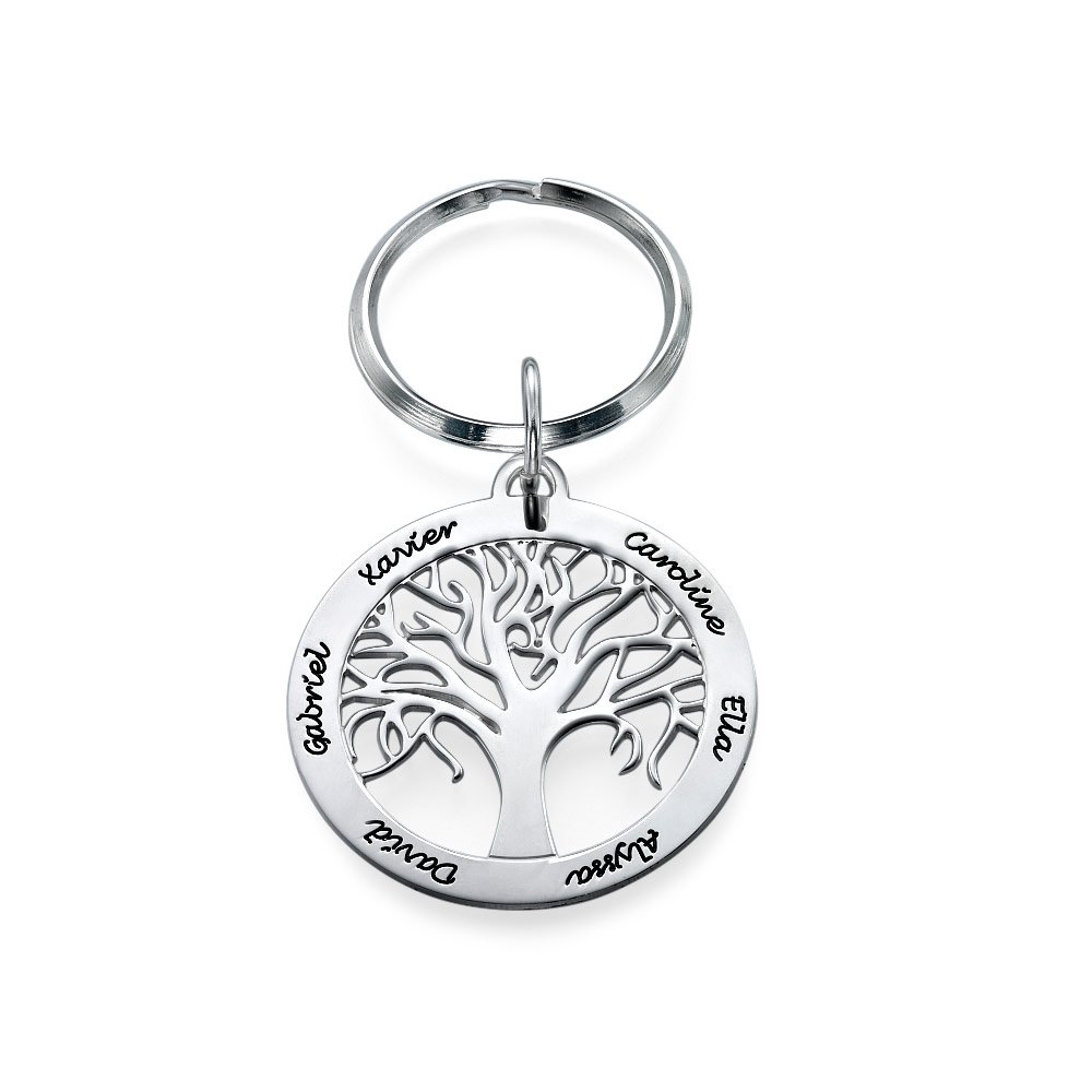 Personalized Family Tree Keychain - Custom Engraved Name Necklace for Men & Women | Unique Christmas Gift for Loved Ones | Perfect for Anniversaries, Birthdays & Special Occasions