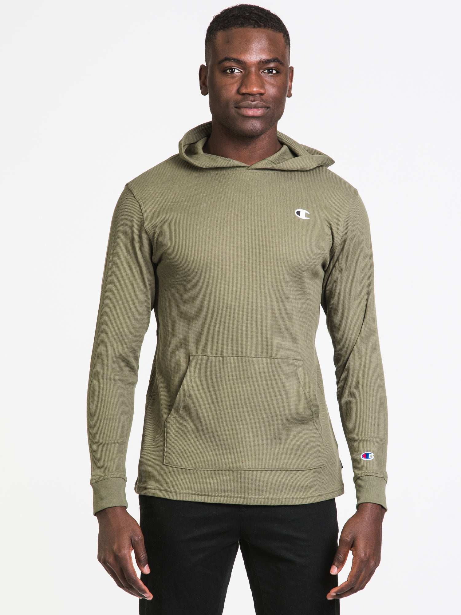 Champion Waffle Small C Logo Hoodie - Men's & Women's Pullover Sweatshirt for Casual Wear & Gym - Clearance Sale