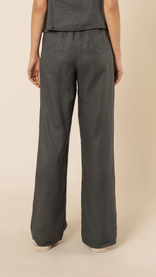 Premium Linen Lounge Pants for Women - Soft & Breathable Coal Black Comfort Pants - Perfect for Yoga, Home Relaxation & Casual Wear