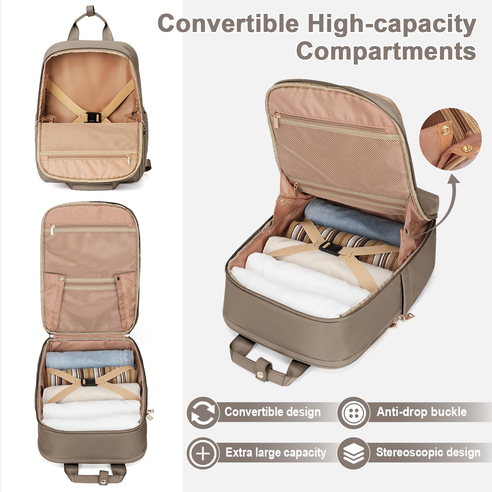 Lightweight Travel Backpack for Women - FAA Approved Carry On Personal Item Bag with Laptop Compartment | Perfect for Airplane Travel, Work Commute & Teacher Use (Dark Brown)