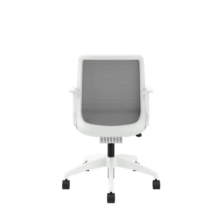 Ergonomic Cliq Office Chair with Synchro Tilt - Basalt Fabric & White Designer Frame - Perfect for Home Office, Gaming & Workspaces