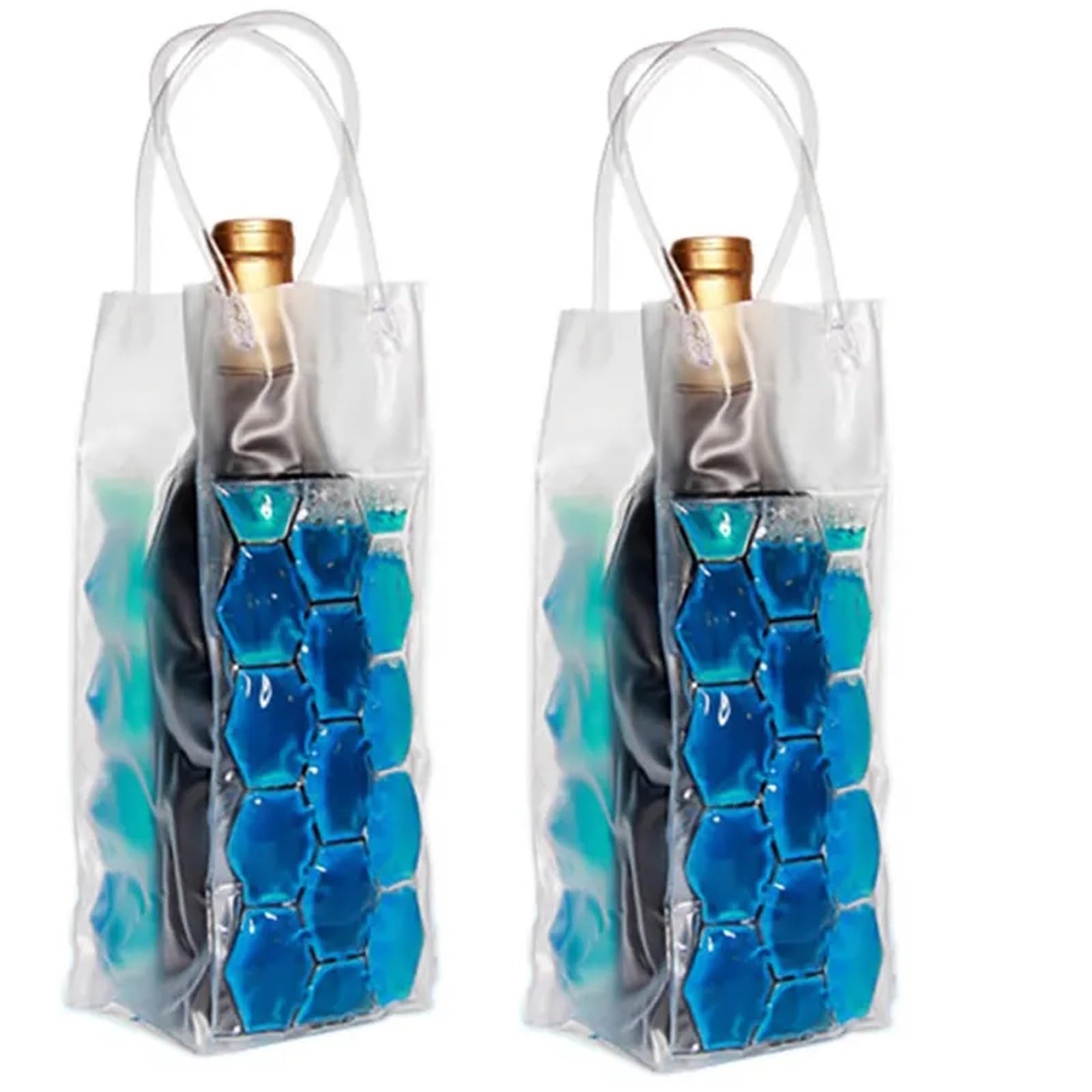 2 Pack Insulated Wine Cooler Bags with 4 Gel Ice Packs - Reusable Freezer Bags for Red White Champagne & Sparkling Wine Bottles - Portable Wine Chiller for Beach Picnics, Outdoor Parties, Camping & Travel - Perfect for BBQs, Tailgating & Summer Gatherings (Blue)