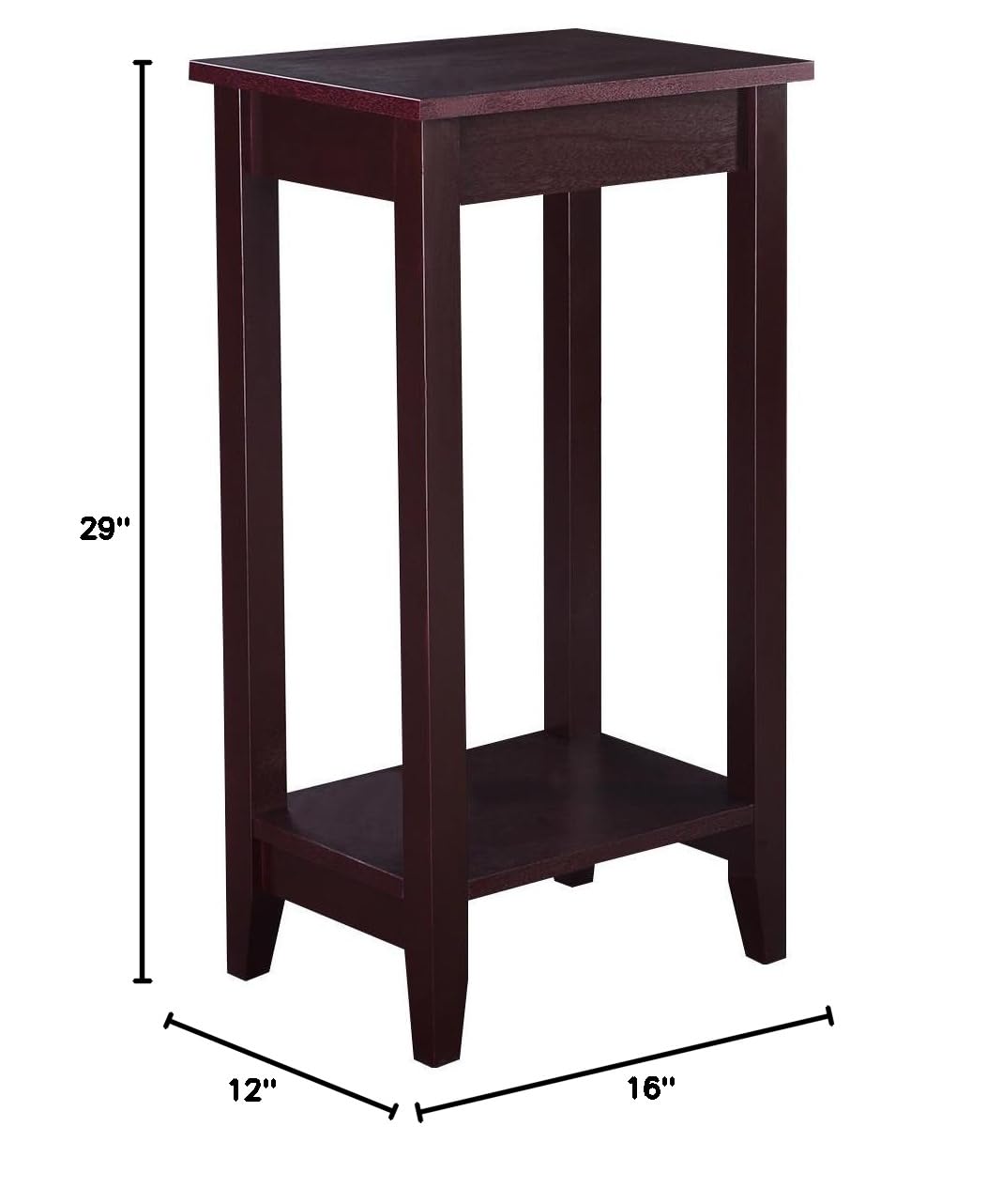 Modern Tall End Table with Storage Shelf - Sturdy Coffee Stand, Nightstand, or Side Table for Living Room, Bedroom, and Office Use