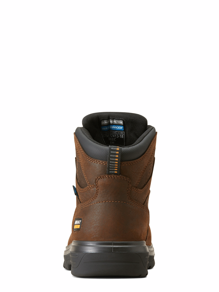 Ariat Men's Turbo Waterproof Carbon Toe Work Boot - Rich Brown | Durable Safety Footwear for Construction, Farming & Outdoor Work