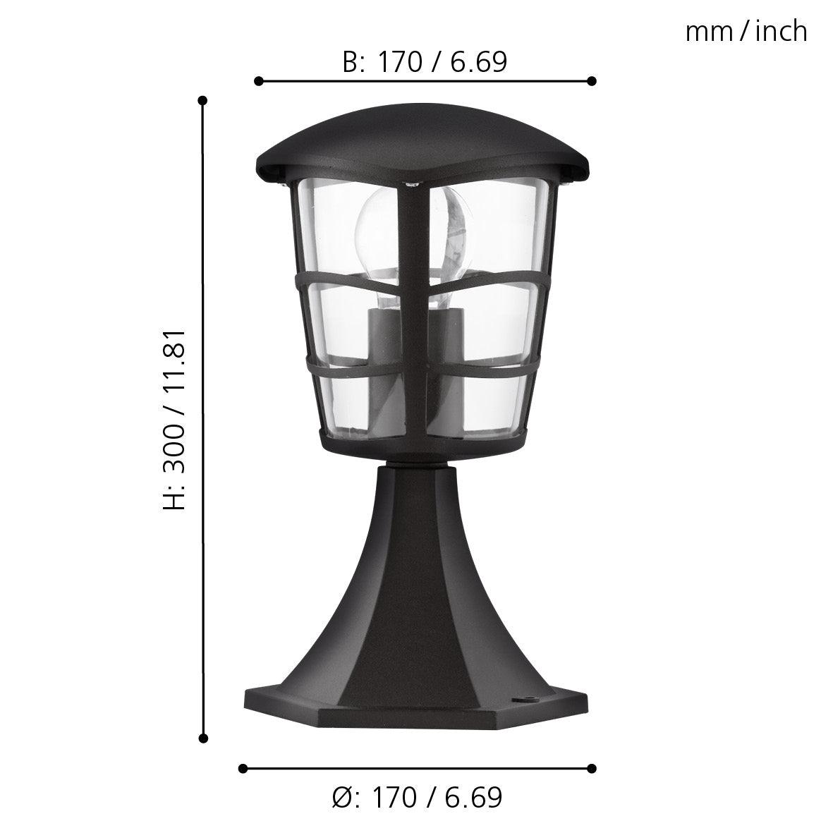 Eglo Aloria IP44 Black Pedestal Light - Outdoor Wall Mounted Lighting Fixture for Porch, Garden & Patio - Weatherproof & Durable Design
