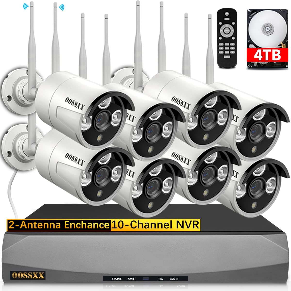 OOSSXX 8CH 2K 3.0MP Wireless Security Camera System with AI Human Detection, Dual WiFi Antennas, 4TB HDD & 60-Day Storage - Outdoor Home Surveillance for Yard, Garage & Property Protection