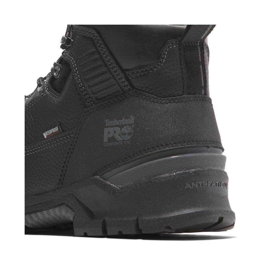 Endurance EV 6-Inch Composite Toe Waterproof Work Boots for Men - Black Safety Shoes for Construction, Warehouse & Outdoor Work
