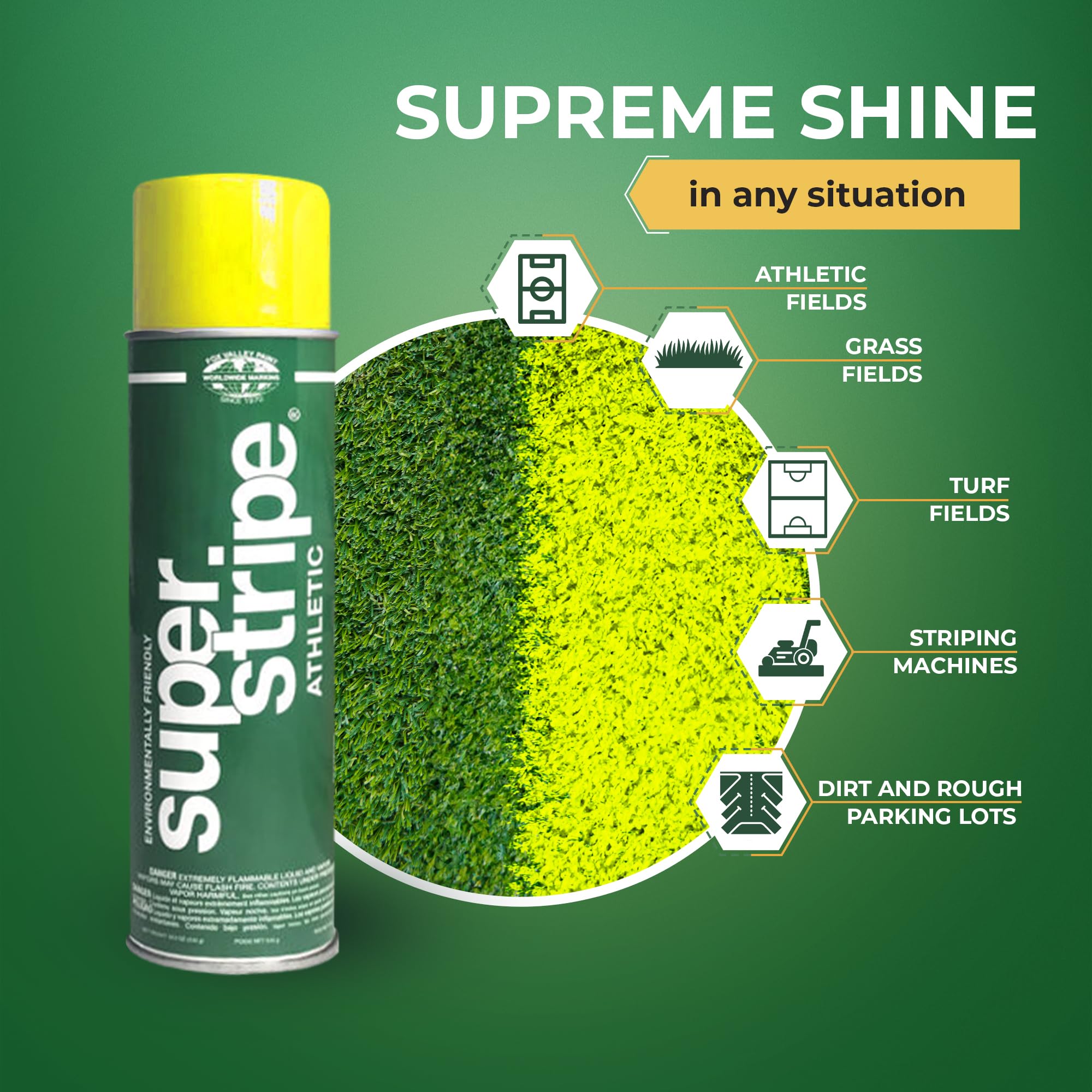 Fox Valley Athletic Field Marking Paint - 18 oz (Pack of 12), Easy to Use Grass & Turf Paint for Tennis Courts, Basketball Courts, Soccer Fields - Bright Athletic Yellow - Perfect for Sports Field Maintenance & Outdoor Events
