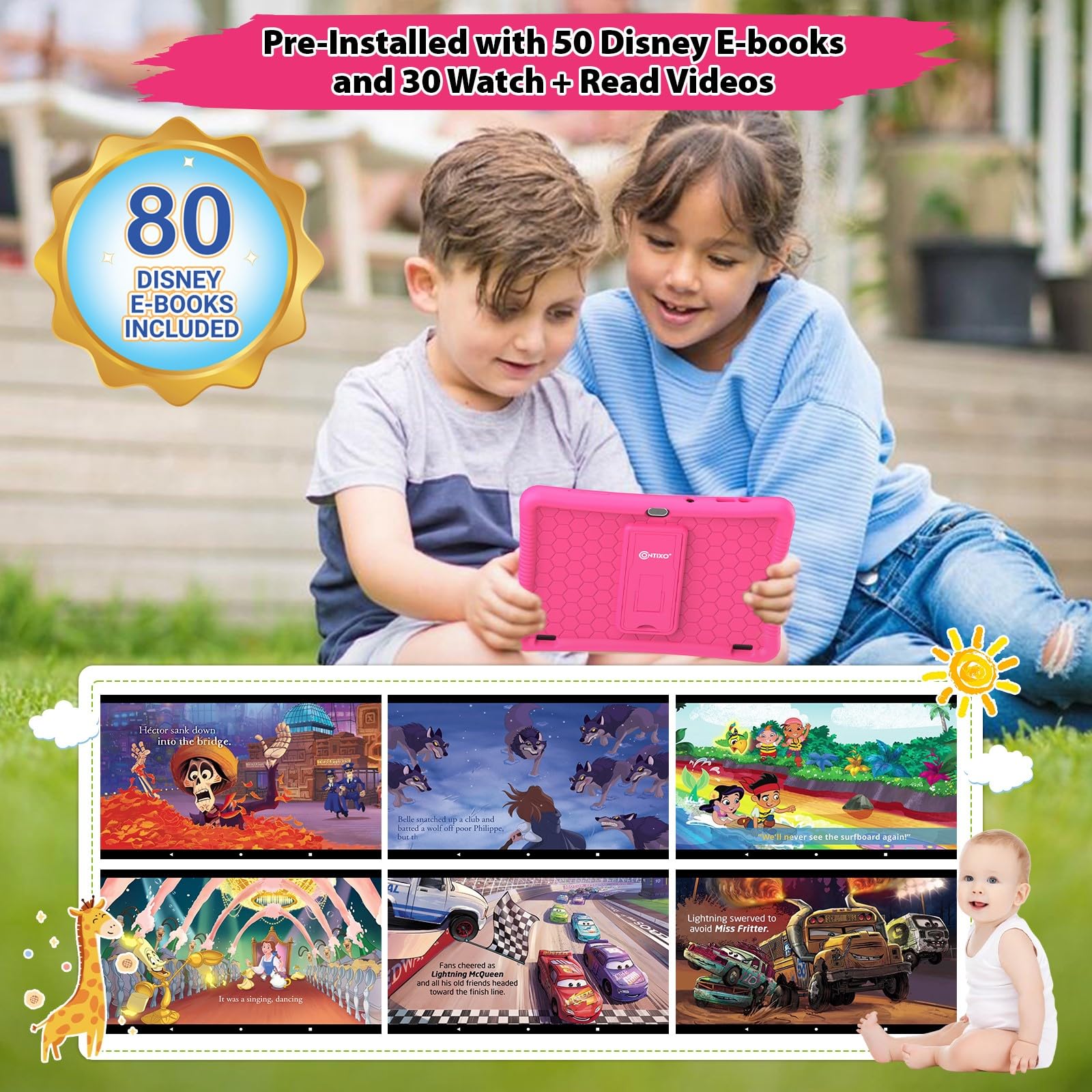 Contixo 10 Inch Kids Tablet 64GB with Disney Storybooks & Stickers - Educational Android Tablet for Children with Parental Controls - Perfect for Learning, Reading & Entertainment at Home or Travel