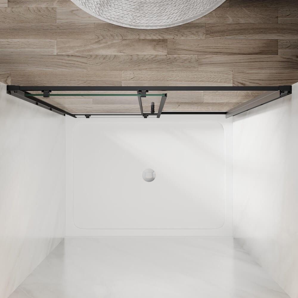 8mm Frameless Sliding Shower Door - Black Matte Finish for Modern Bathrooms | Waterproof & Durable Glass Enclosure for Walk-in Showers & Bathroom Remodels