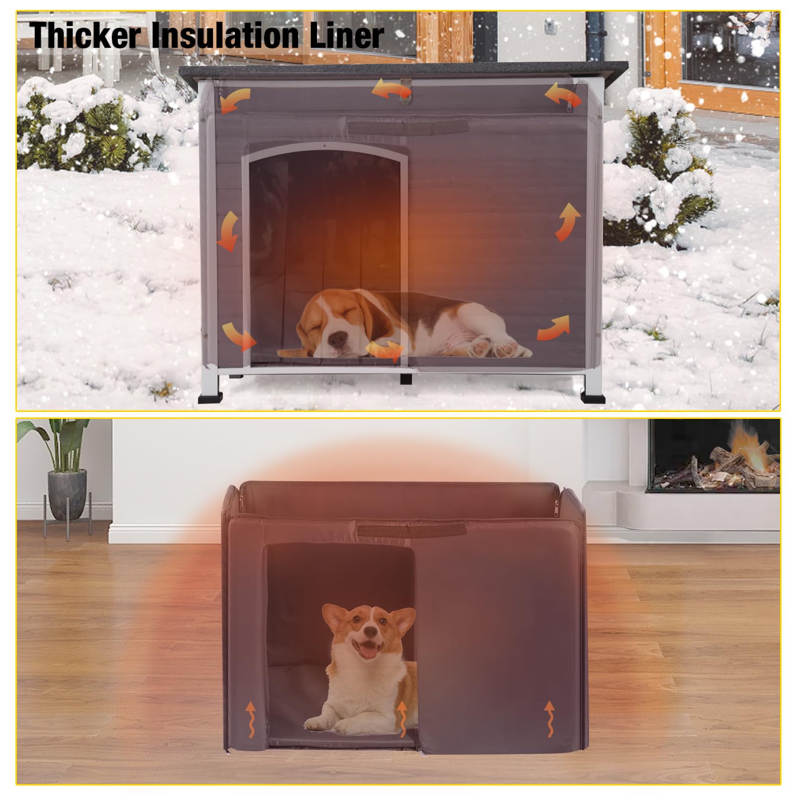 Aivituvin Insulated Dog House for Winter - Outdoor Dog Kennel with All-Around Iron Frame - 100% Insulated Guarantee - Perfect for Cold Weather Protection in Backyard, Patio, or Garden