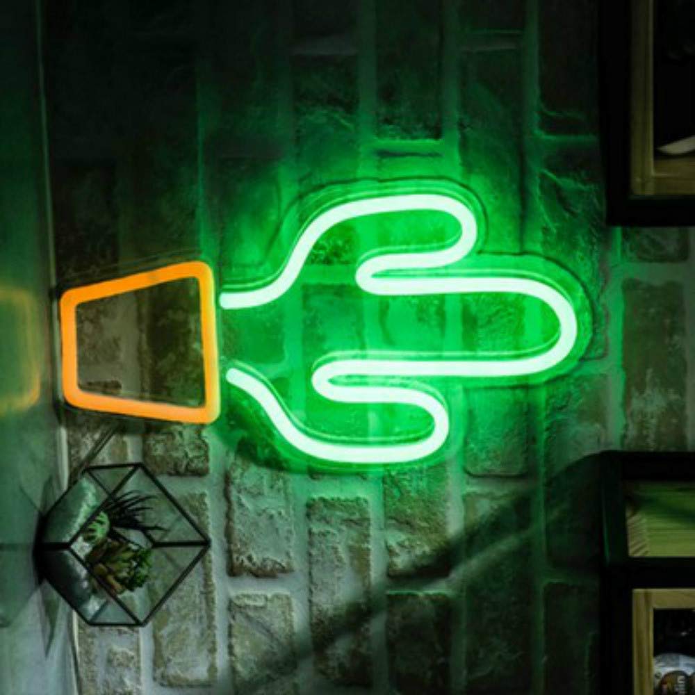 LED Cactus Neon Wall Light Sign - Indoor Home Decor, Night Lamp for Bedroom, Kids Room, Party - Perfect for Wedding, Birthday, Christmas & Valentine's Day Gifts - Creates Cozy Ambiance for Relaxation & Celebrations
