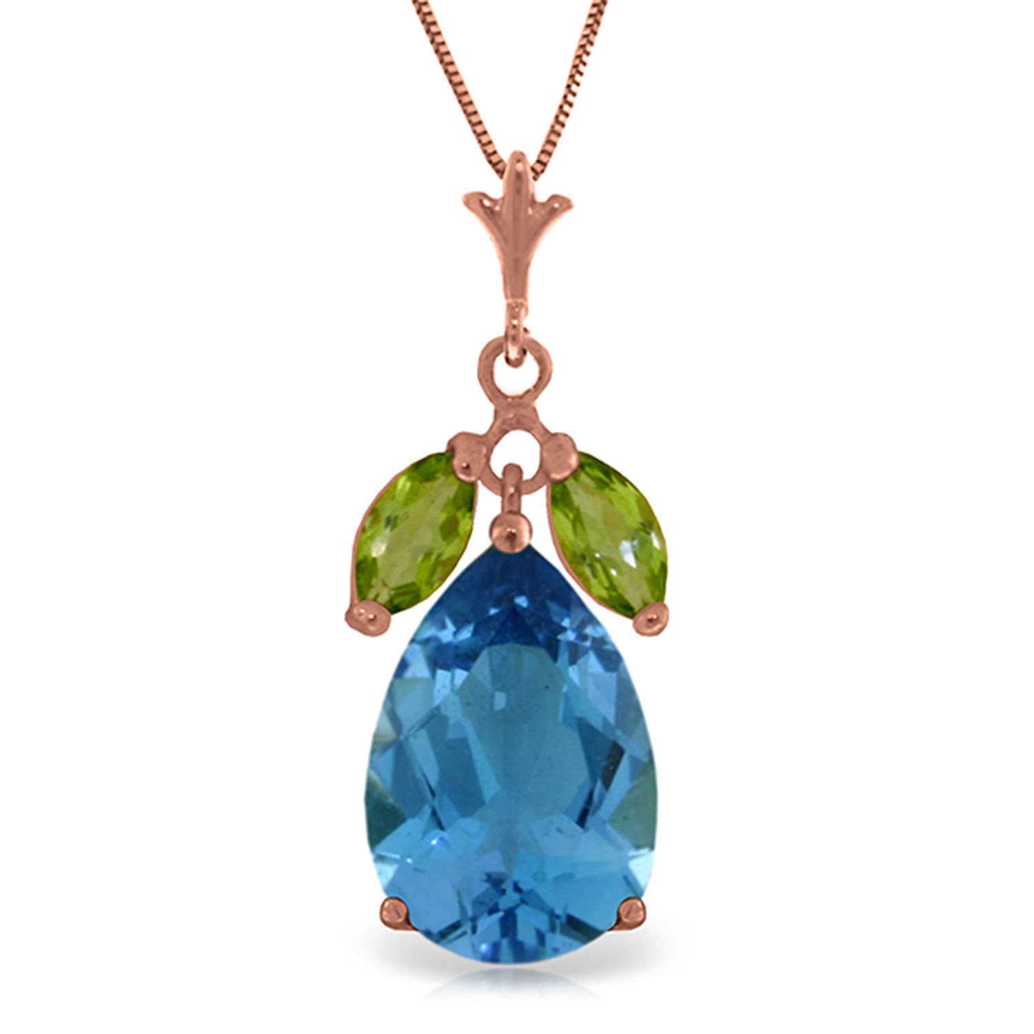 14K Yellow, White & Rose Gold Necklace with Blue Topaz & Peridot Gemstones | Galaxy Gold GG Elegant Jewelry for Women | Perfect for Weddings, Anniversaries & Special Occasions