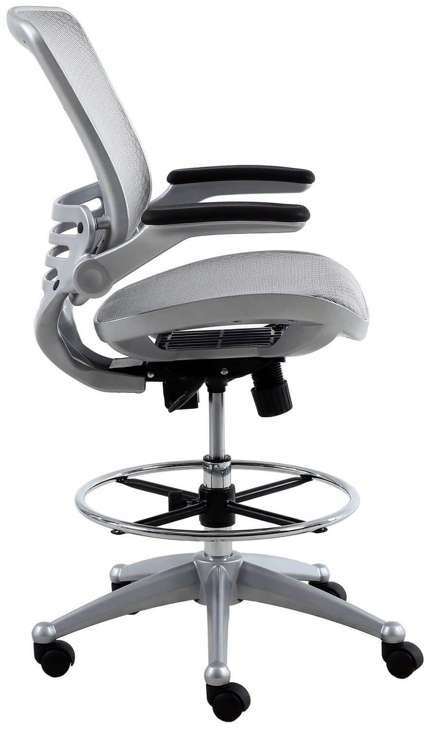 Harwick Evolve All Mesh Heavy Duty Drafting Chair with Platinum Finish [2250D GY] - Ergonomic Office Chair for Architects, Designers & Drafting Professionals