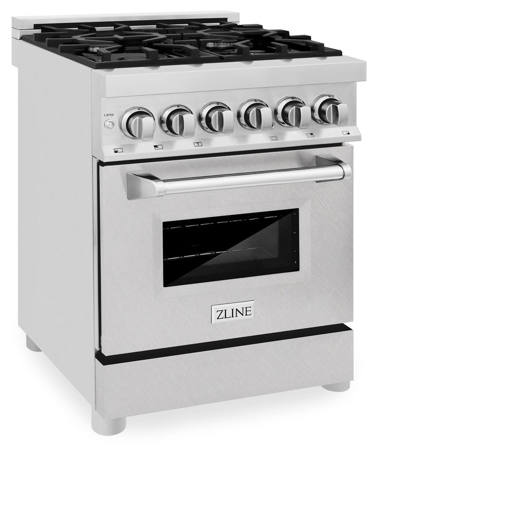 ZLINE 24-inch 2.8 cu. ft. Dual Fuel Range with 4-Burner Gas Cooktop & Electric Convection Oven - Stainless Steel with Satin Finish - Perfect for Home Kitchens & Professional Cooking (RA SN 24)