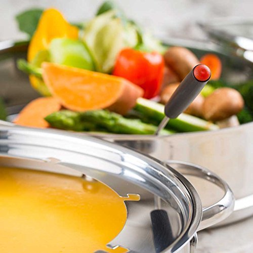 Premium 18/8 Stainless Steel Fondue Pot Set - PFOA, PTFE & PFOS Free - 3.5Qt Pot with Steamer Basket, Glass Lid & 8 Forks - Works on All Cooktops & Induction - 10-Year Warranty - Perfect for Romantic Dinners, Family Gatherings & Holiday Entertaining