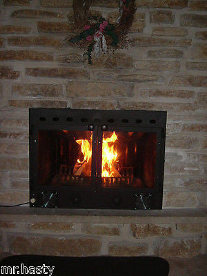 CFI Custom Fireplace Insert with Heat Exchanger & Ceramic Glass Doors - Energy Efficient Fireplace Upgrade for Cozy Home Heating & Winter Warmth