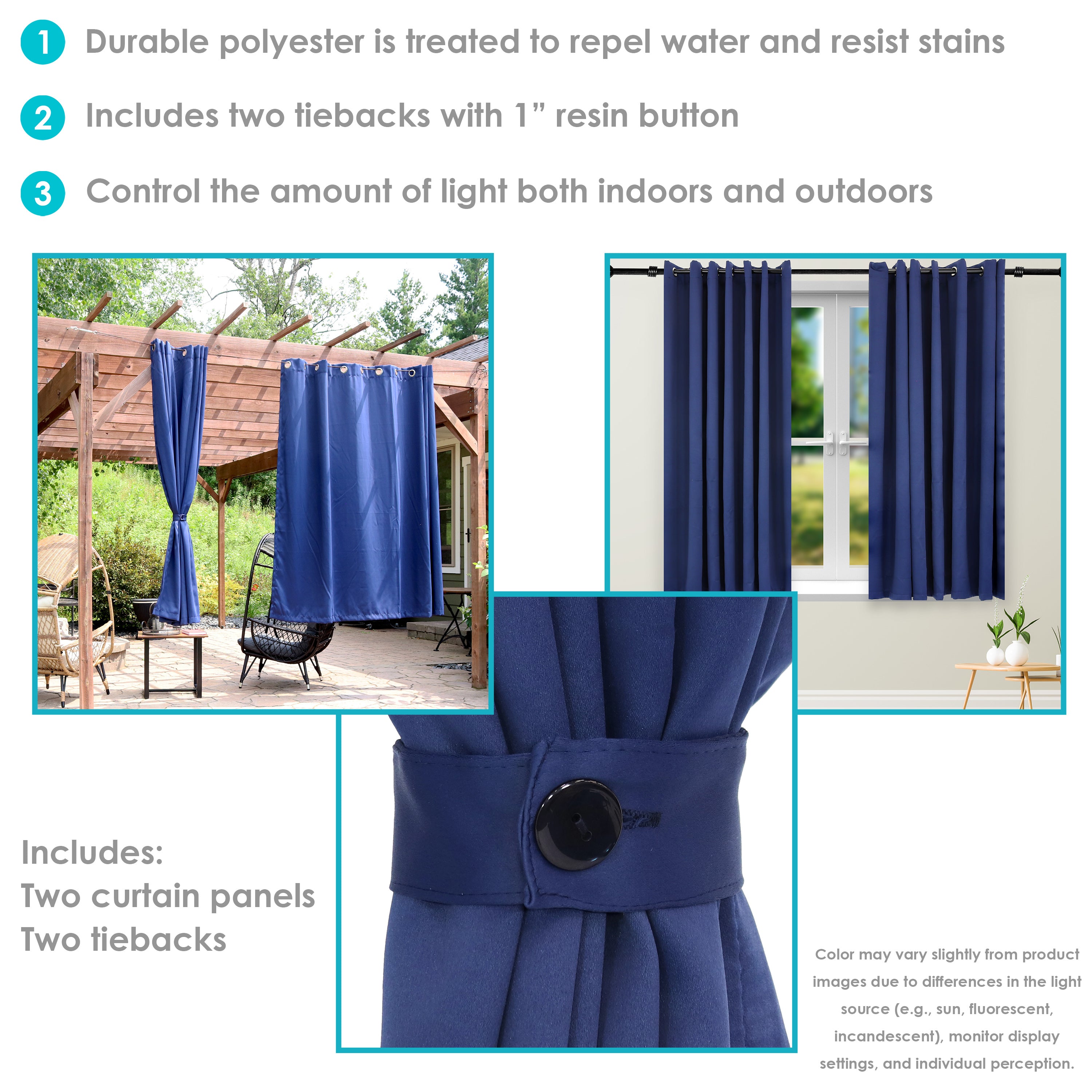 Blackout Curtain Panels with Grommet Top for Bedroom & Living Room - Sun Blocking Thermal Insulated Drapes by Sunnydaze Outdoor - Perfect for Home, Office, and Nursery
