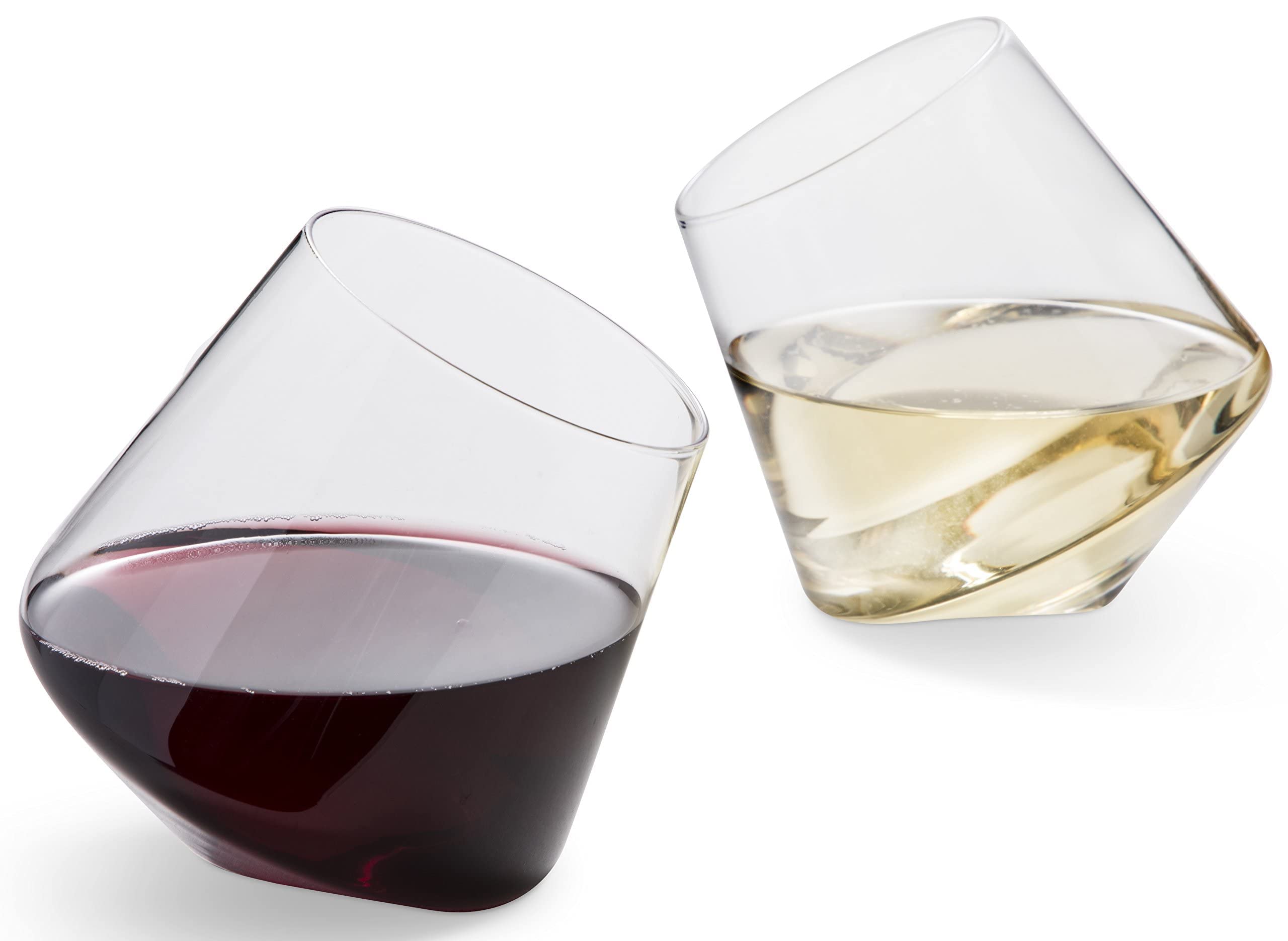 Premium Aerating Stemless Wine Glasses Set of 2 - Large Non-Drip Red Wine Glasses by CulinexCo | Perfect for Dinner Parties, Romantic Dates & Home Entertaining
