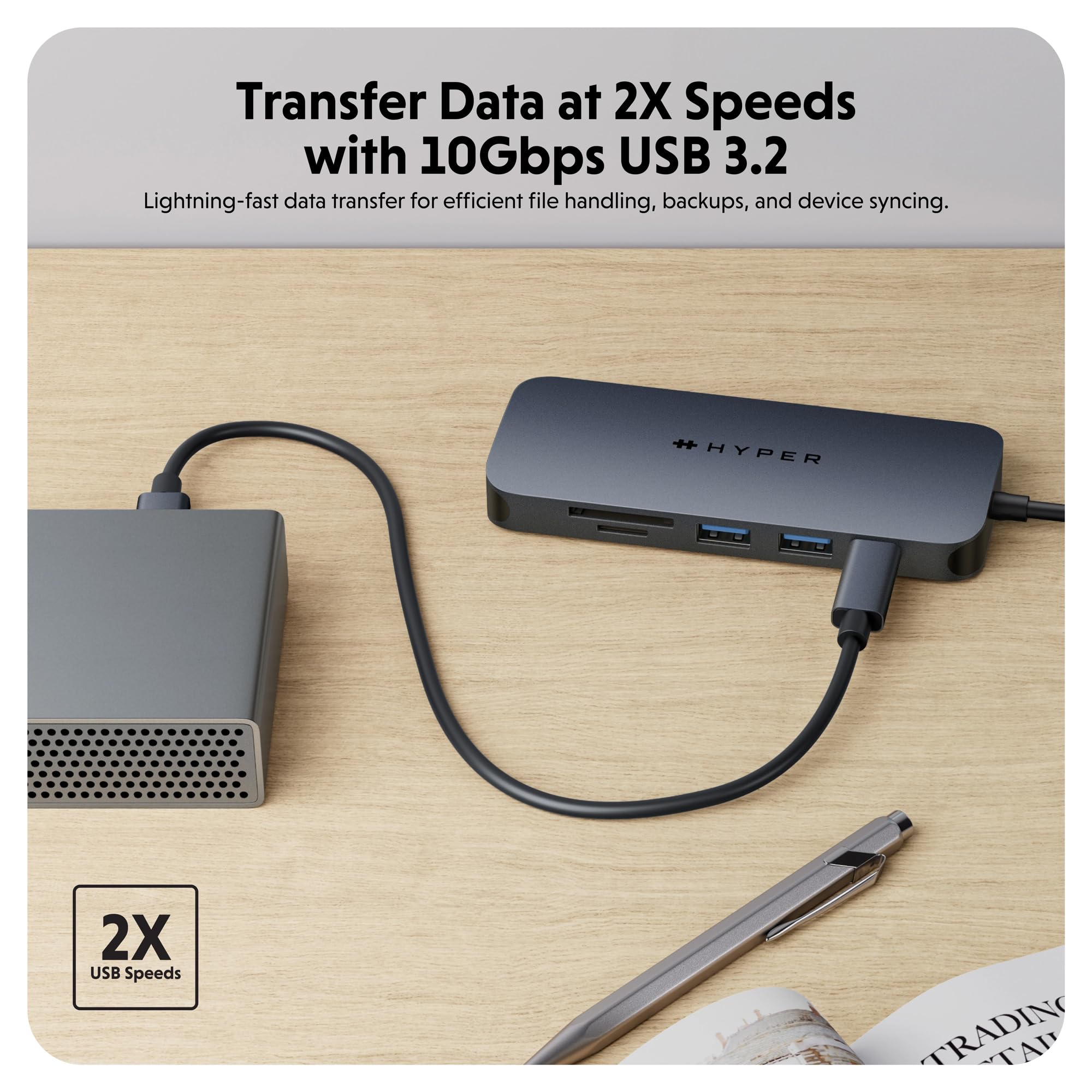 HyperDrive Next 8-in-1 USB C Hub for MacBook Pro/Air, Windows PC & Chromebook - 4K60Hz HDMI, 2x USB-A 3.0, 10Gbps USB-C, 140W Power Delivery, SD/microSD Card Reader, Gigabit Ethernet - Perfect for Home Office, Gaming & Video Editing